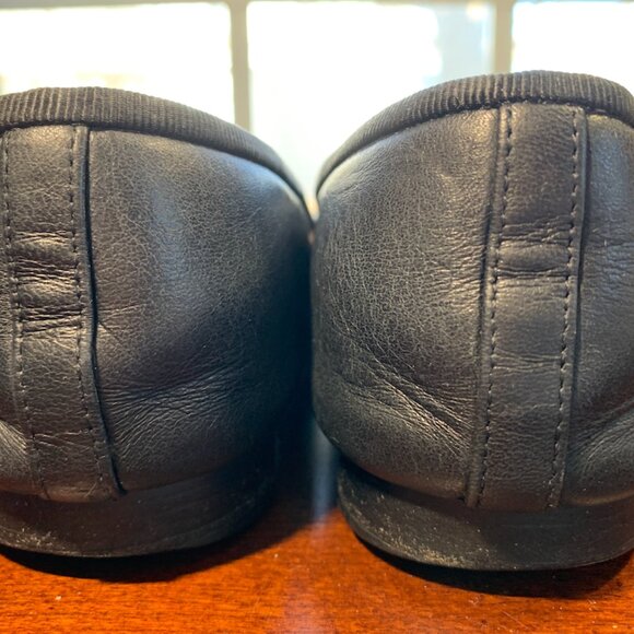 Authentic Chanel Lambskin Leather Ballet Flats 36.5 Black CC Bow Patent Cap Toe - Picture 11 of 16
